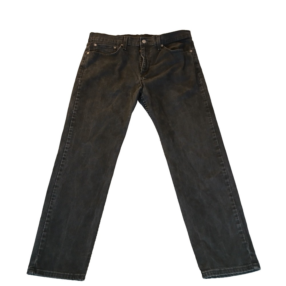 Levis 502 Jeans Mens 36x30‎ Black Tapered Leg Stretch Denim Adult